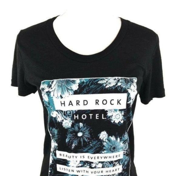 Hard Rock Graphic Floral Short Sleeve Tee T Shirt - Picture 2 of 8
